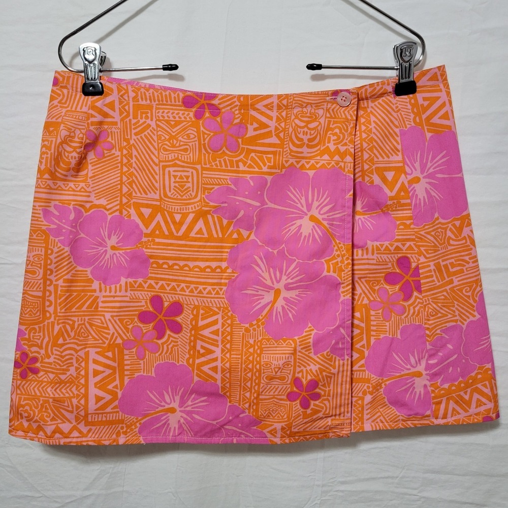 Vtg Lilly Pulitzer Size 6 Reversible Wrap Skirt Sneaky‎ Tiki Nautical Preppy